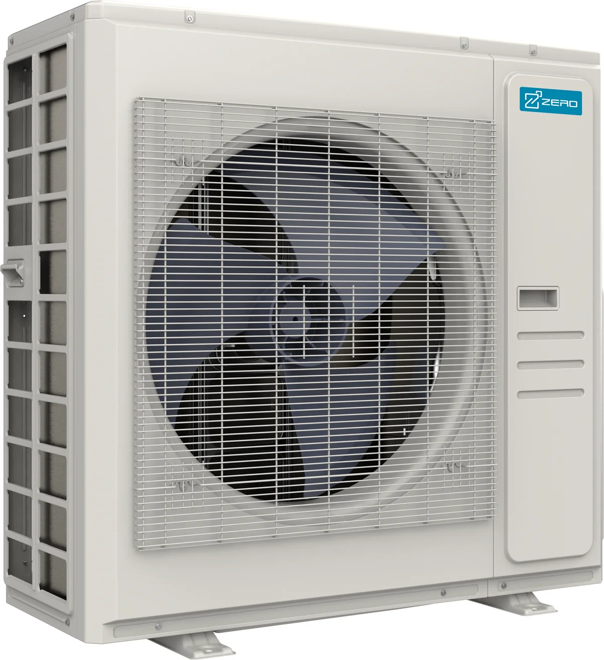 Z-Pro multi-zone outdoor unit, three-quarter view showing the side heat-exchanger coil